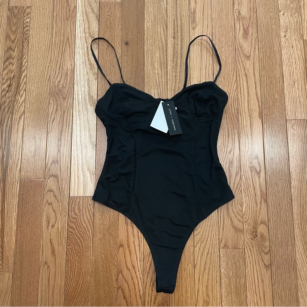 NWT AFRM Black Thong Bodysuit